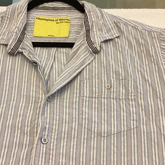 Descendant of Thieves Blue White Pink Stripes shrt slv button down sz XXL GUC - Picture 16 of 17